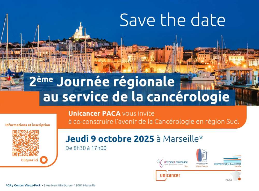2ème Journée régionale de cancérologie à Marseille, organisée par Unicancer PACA, le 9 octobre 2025, de 8h30 à 17h00.