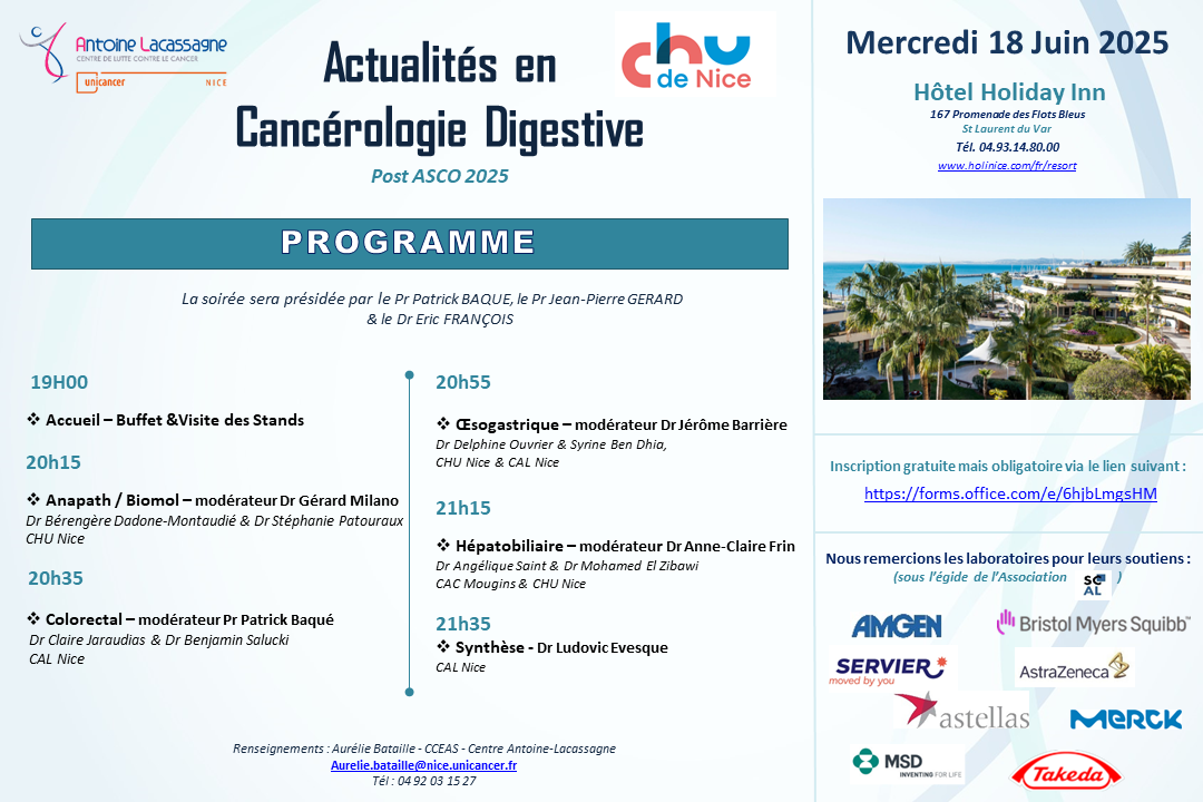 Programme POST ASCO DIG Holiday Inn – Mercredi 18 juin 2025